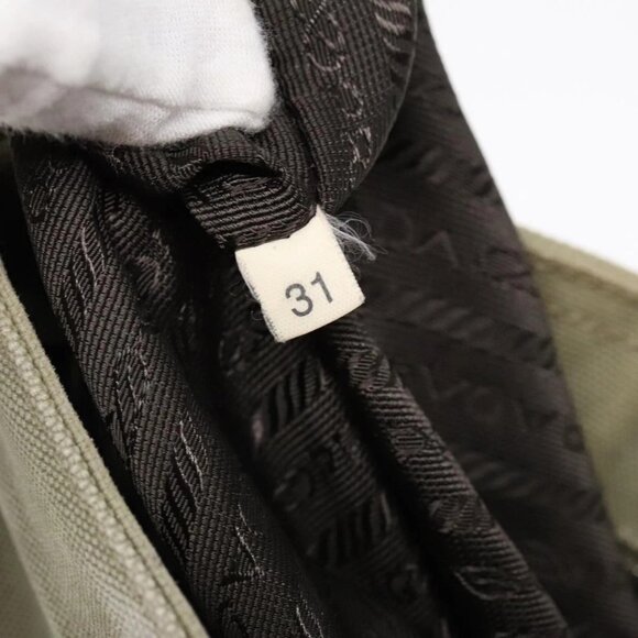 PRADA Hand Bag Canvas Khaki Silver Auth - Picture 12 of 16